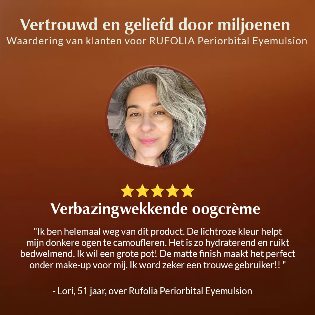 Rufolia PRO Periorbital Eyemulsion – Eye Contour Cream - Verheldert, verstevigt en hydrateert de huid onder de ogen - Nieuwe formule met manjistha, aloë vera, lotus en niacinamide – De beste crème voor onder de ogen - Met klinisch geteste ingrediënten
