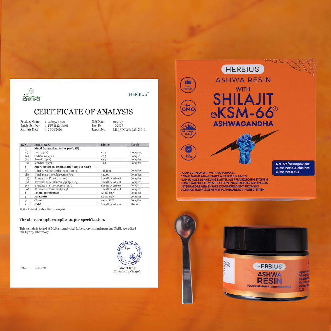Herbius® ASHWA RESIN: Een Krachtige Mix van Puur Himalaya Shilajit en de Meest Klinisch Onderzochte Ashwagandha ter Wereld (KSM-66®) (Set van 2)